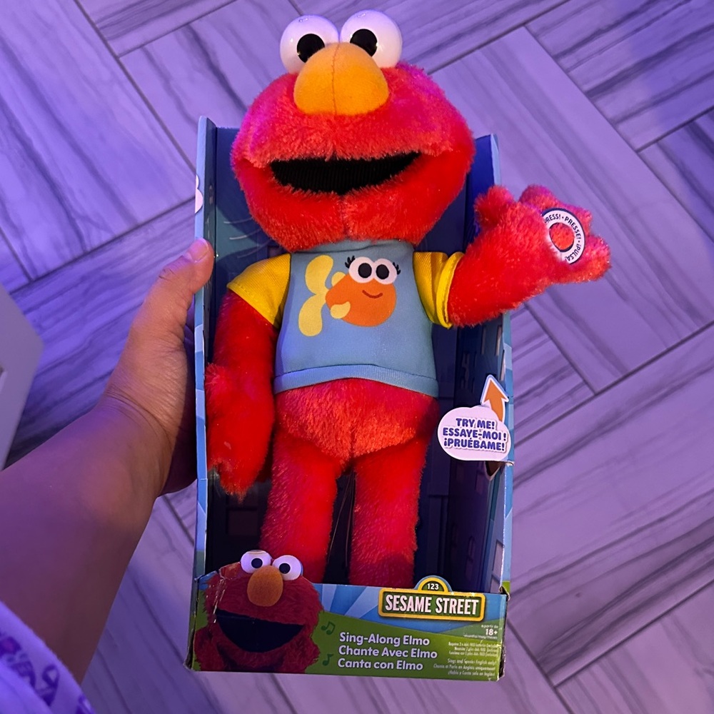 Sesame Street Elmo Plush with Blue Shirt sing along
